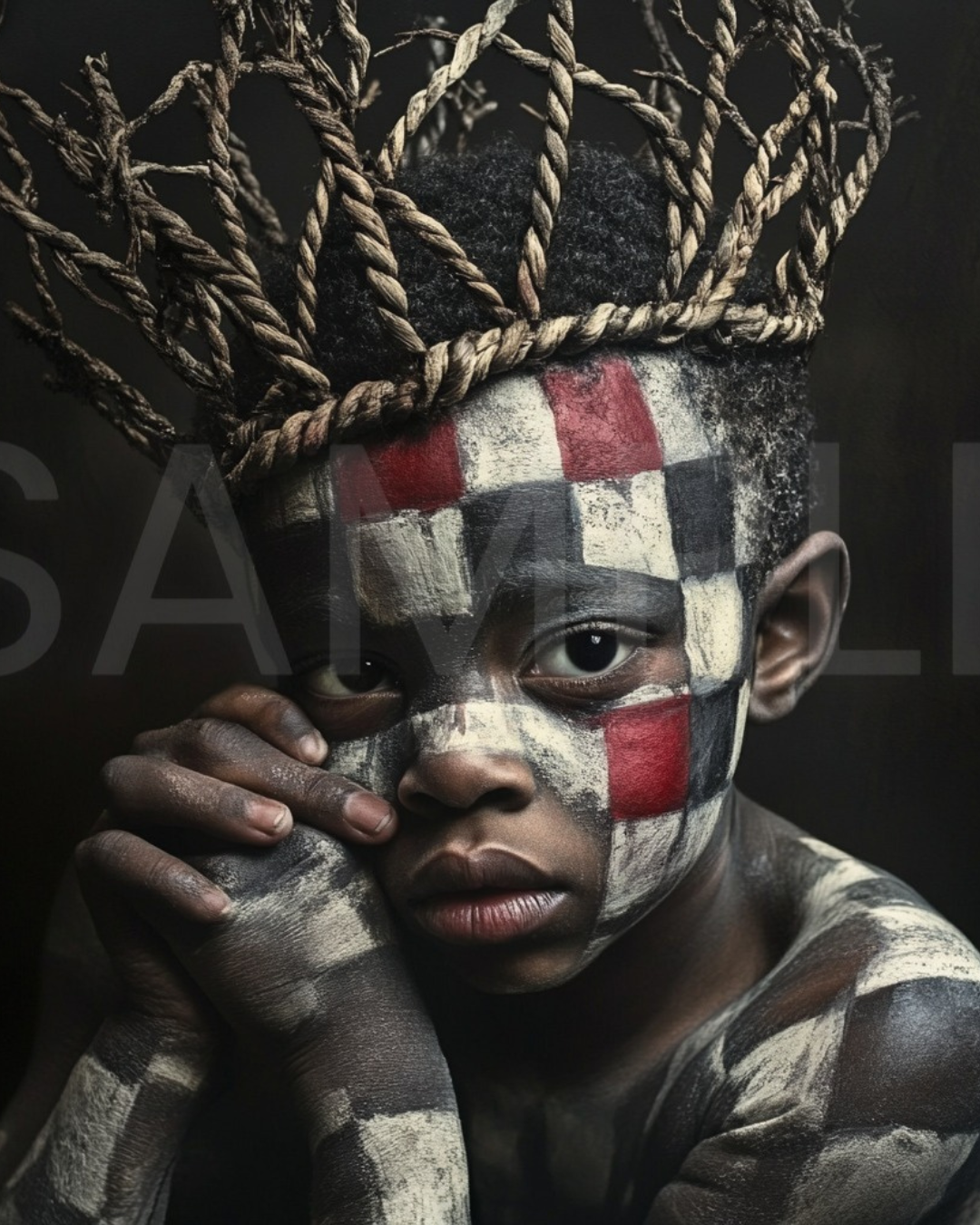 Crowned in Innocence: Afro Surreal Wooden-Inspired Kids Portraits – Velvet’s View Exclusive Digital Art Collection - 2589N4