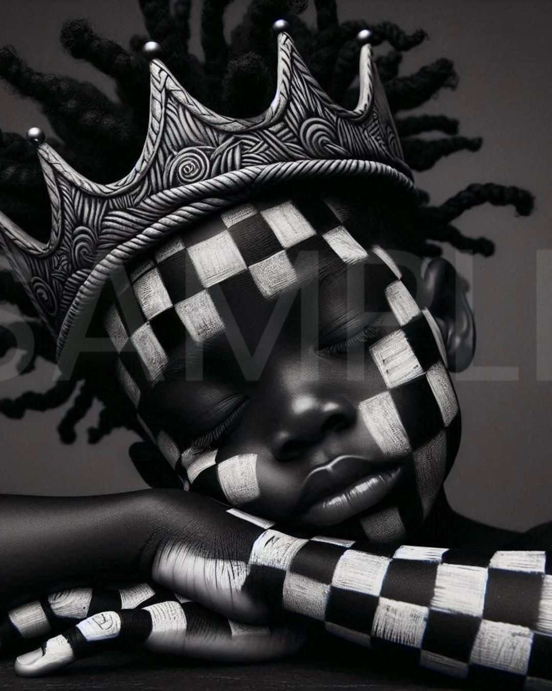 Crowned in Innocence: Afro Surreal Wooden-Inspired Kids Portraits – Velvet’s View Exclusive Digital Art Collection - 2589N5