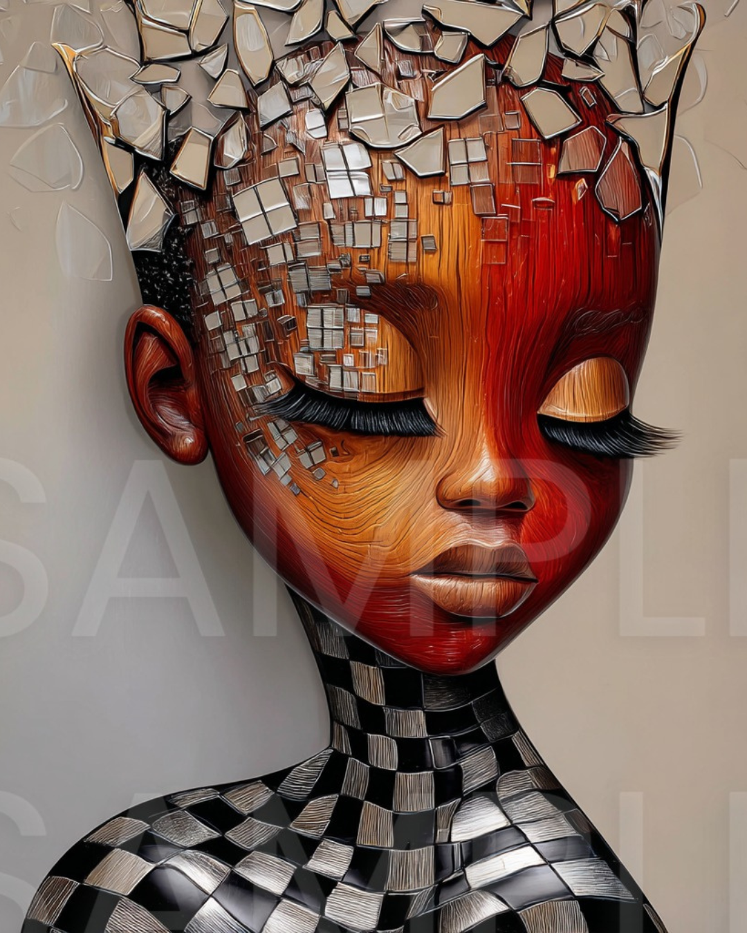 Crowned in Innocence: Afro Surreal Wooden-Inspired Kids Portraits – Velvet’s View Exclusive Digital Art Collection - 2589N8