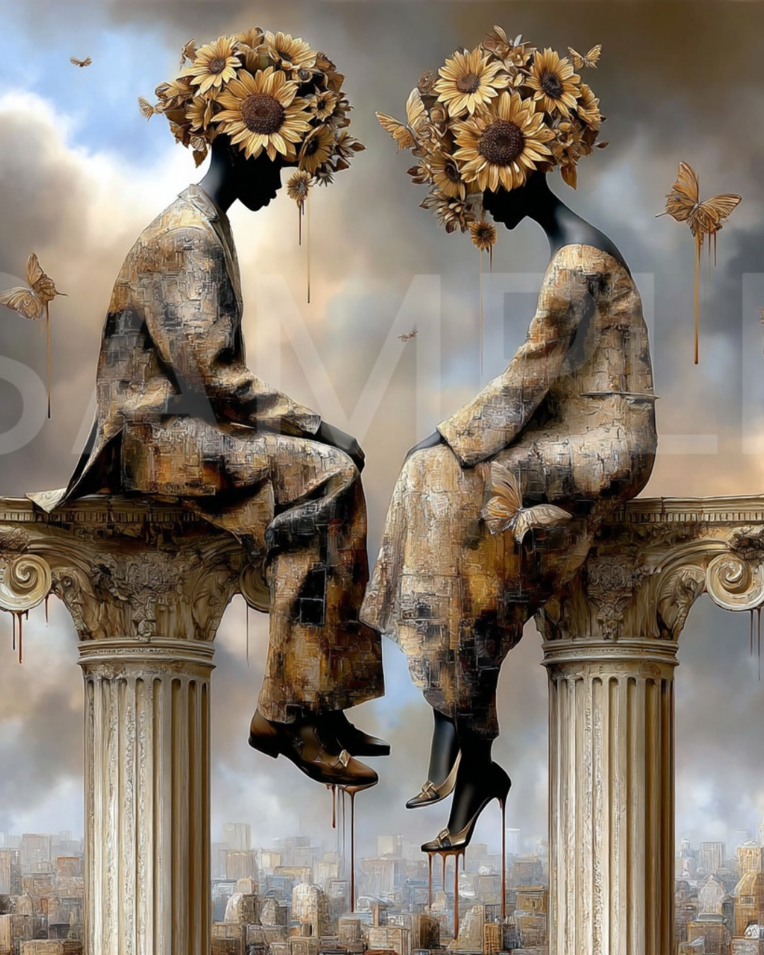 🌻Sunflower Thrones: Afro-Surreal Love & Royalty Digital Art Collection – Velvet’s View Exclusive - 741J27
