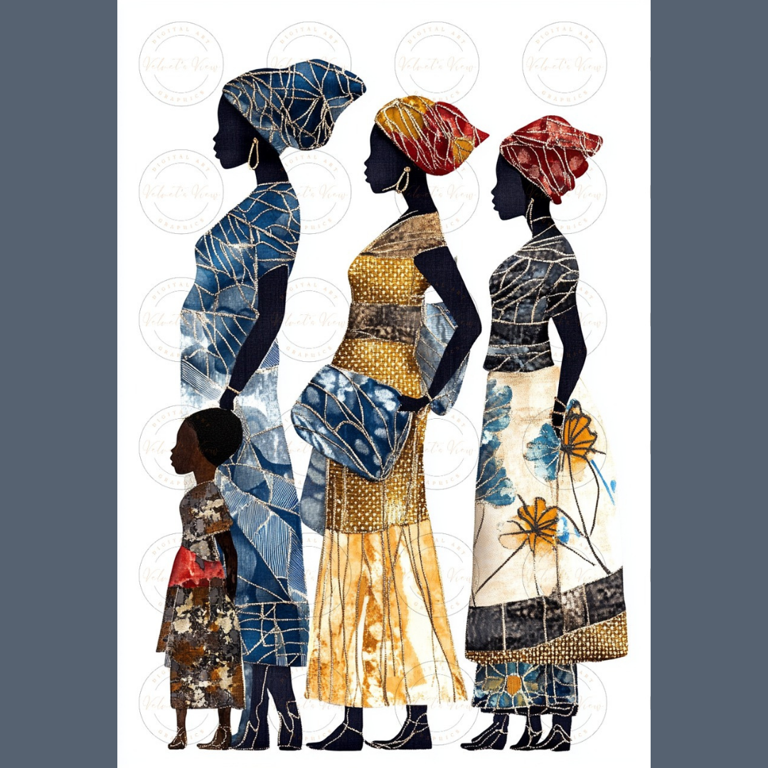 Black Girl Art - Velvets View Digital Art - Silhouettes of Tradition - Celebrating African Elegance 665