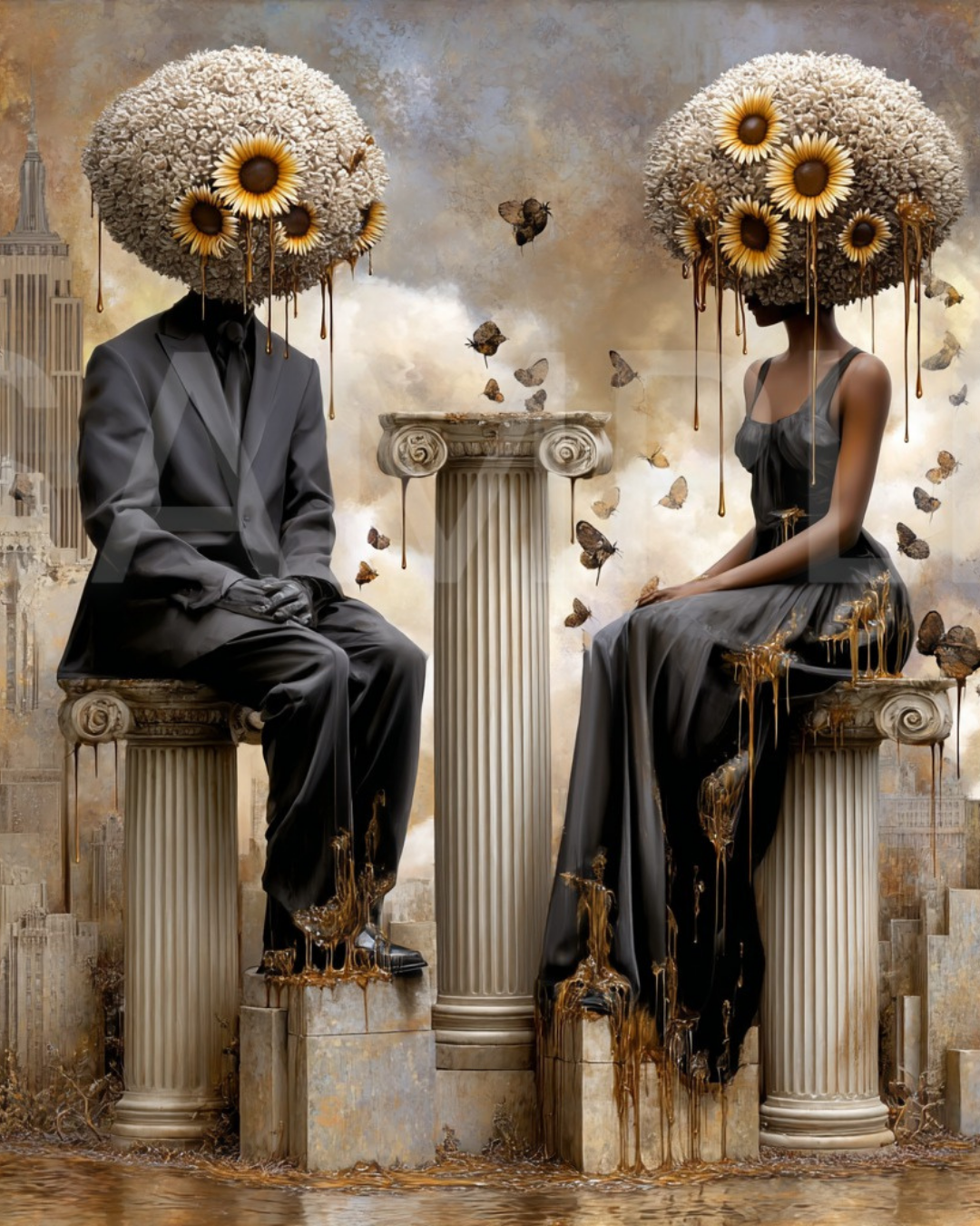 🌻Sunflower Thrones: Afro-Surreal Love & Royalty Digital Art Collection – Velvet’s View Exclusive - 741J29