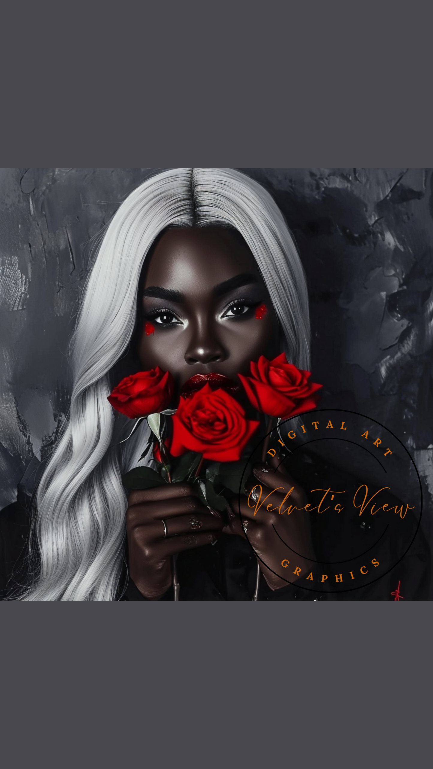 Black Girl Art – Female Digital Prints - Velvet's View – Crimson Mystique: A Monochromatic Romance
