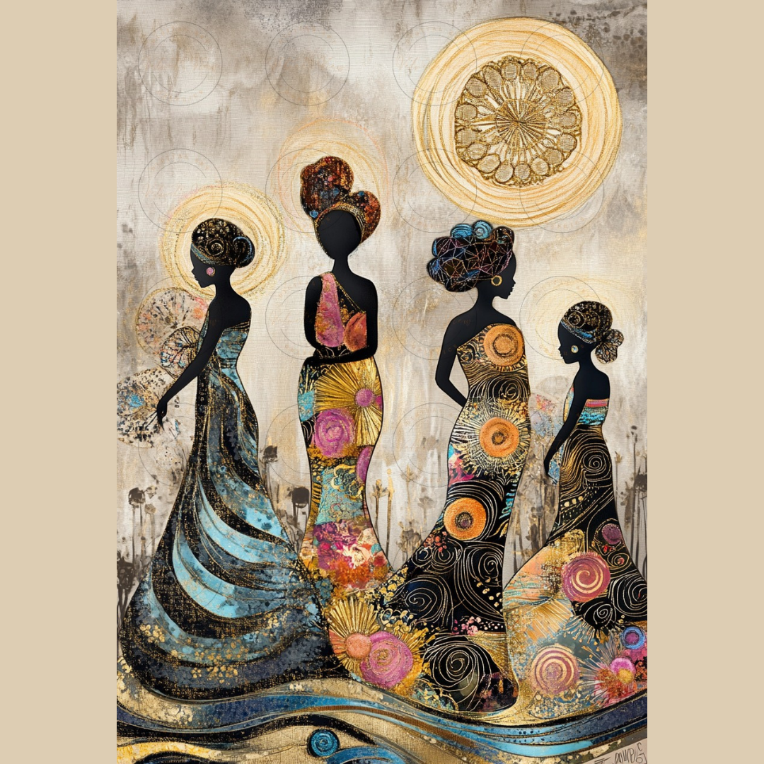 Black Girl Art - Velvets View Digital Art - Silhouettes of Tradition - Celebrating African Elegance 666