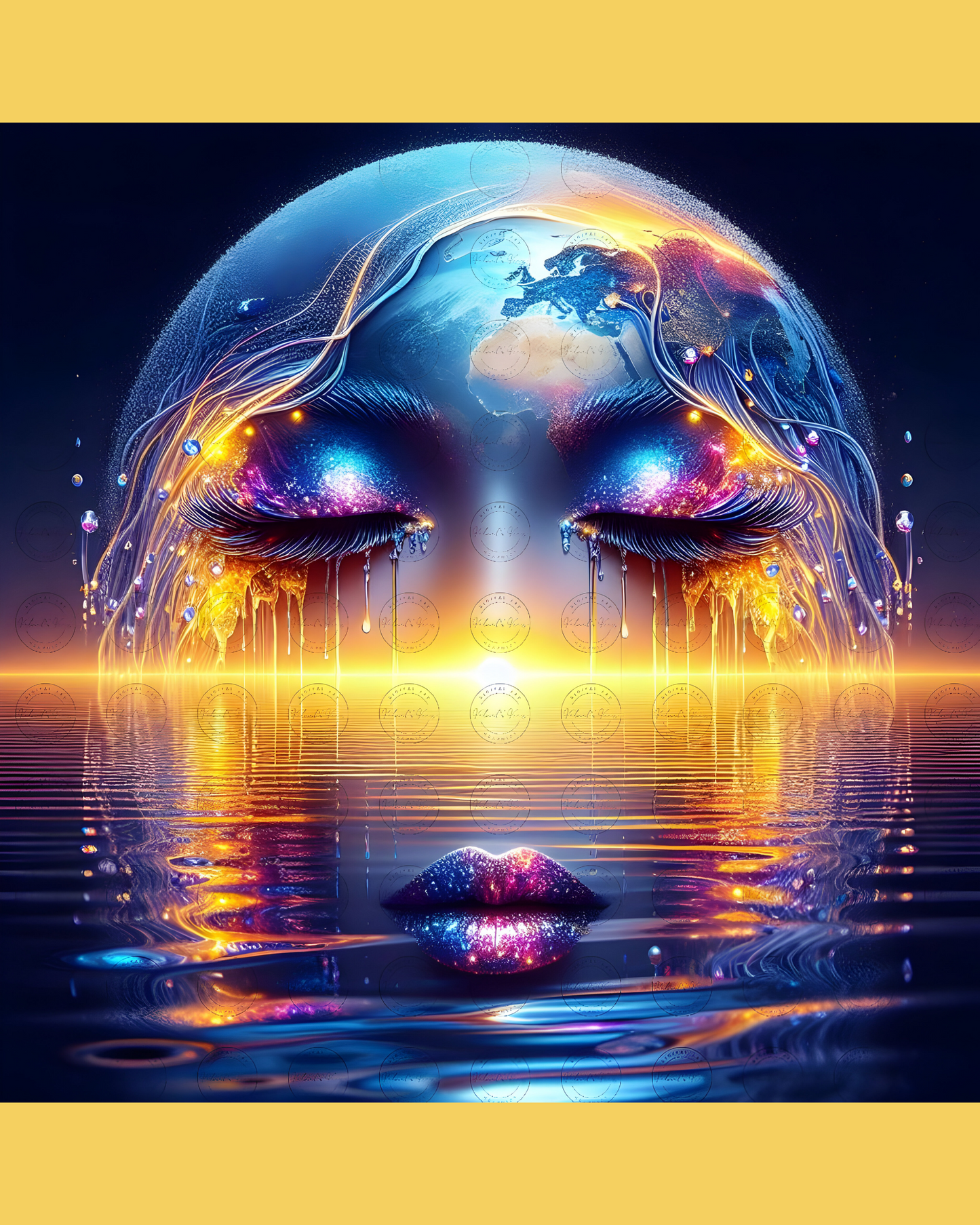 Black Girl Art – Female Digital Prints - Velvet's View – Cosmic Reflections - Visions of Earth and Spirit