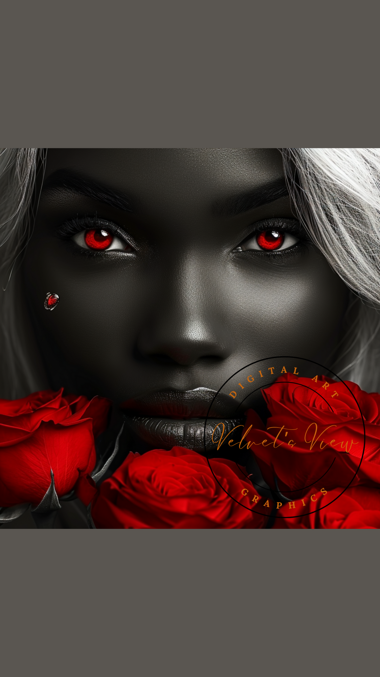 Black Girl Art – Female Digital Prints - Velvet's View – Crimson Mystique: A Monochromatic Romance