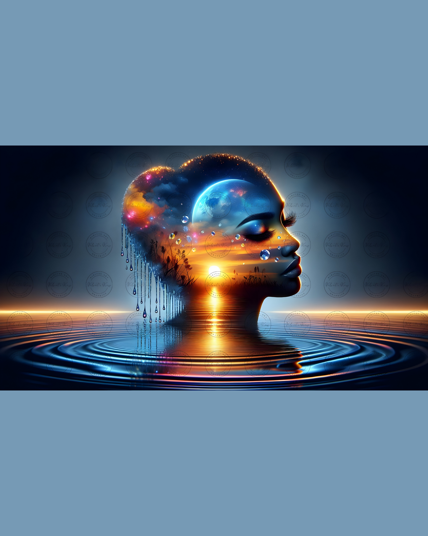 Black Girl Art – Female Digital Prints - Velvet's View – Cosmic Reflections - Visions of Earth and Spirit