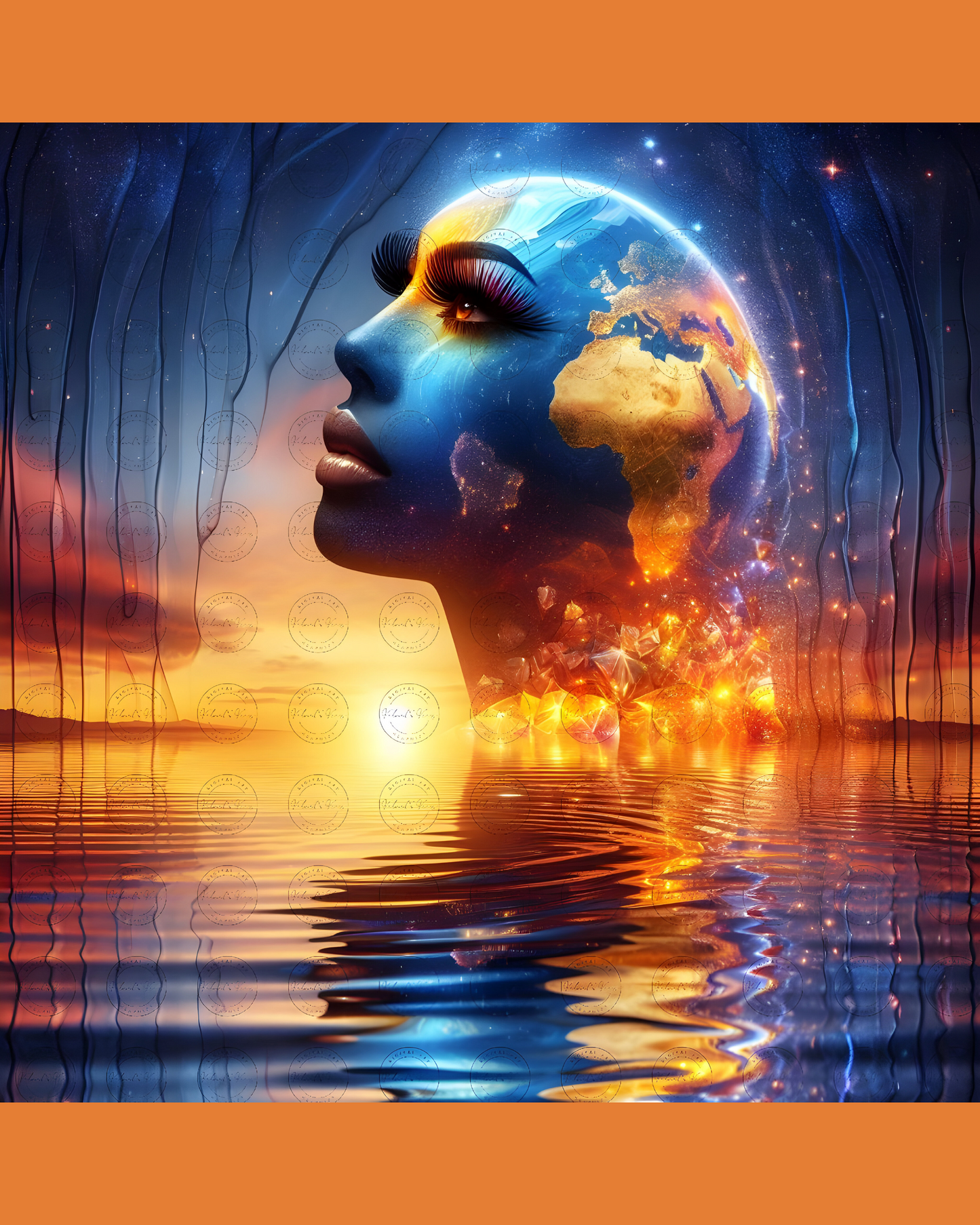 Black Girl Art – Female Digital Prints - Velvet's View – Cosmic Reflections - Visions of Earth and Spirit