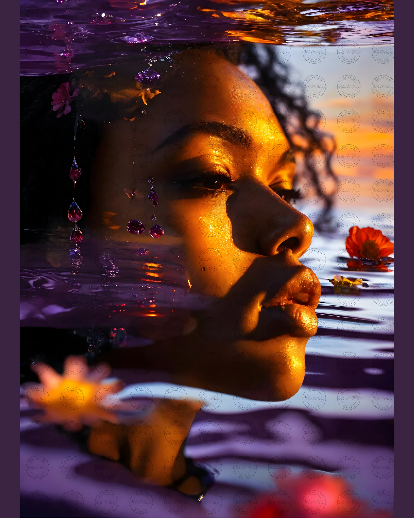 Black Girl Art – Female Digital Prints - Velvet's View – Cosmic Reflections - Visions of Earth and Spirit