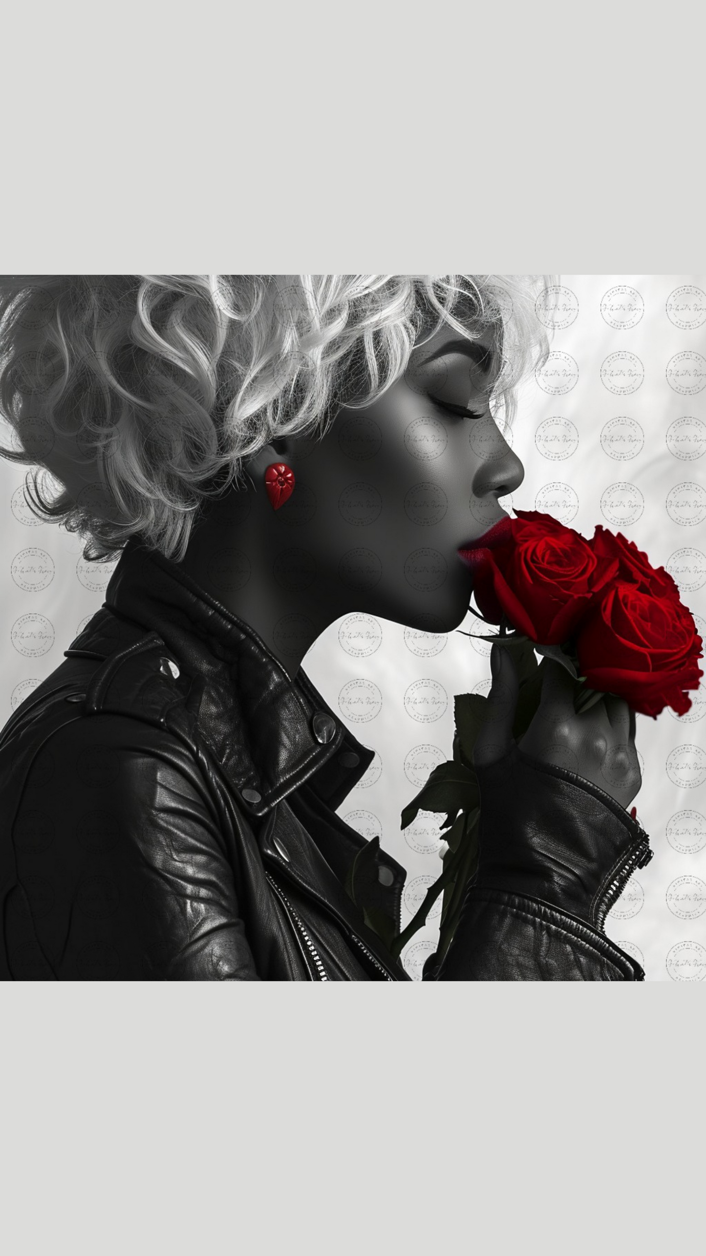 Black Girl Art – Female Digital Prints - Velvet's View – Crimson Mystique: A Monochromatic Romance