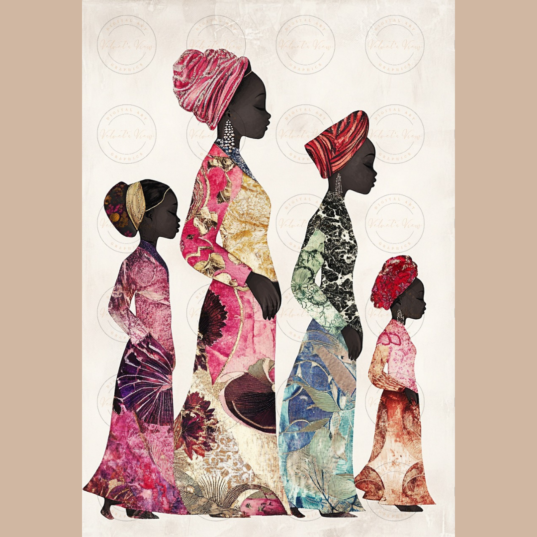 Black Girl Art - Velvets View Digital Art - Silhouettes of Tradition - Celebrating African Elegance 669