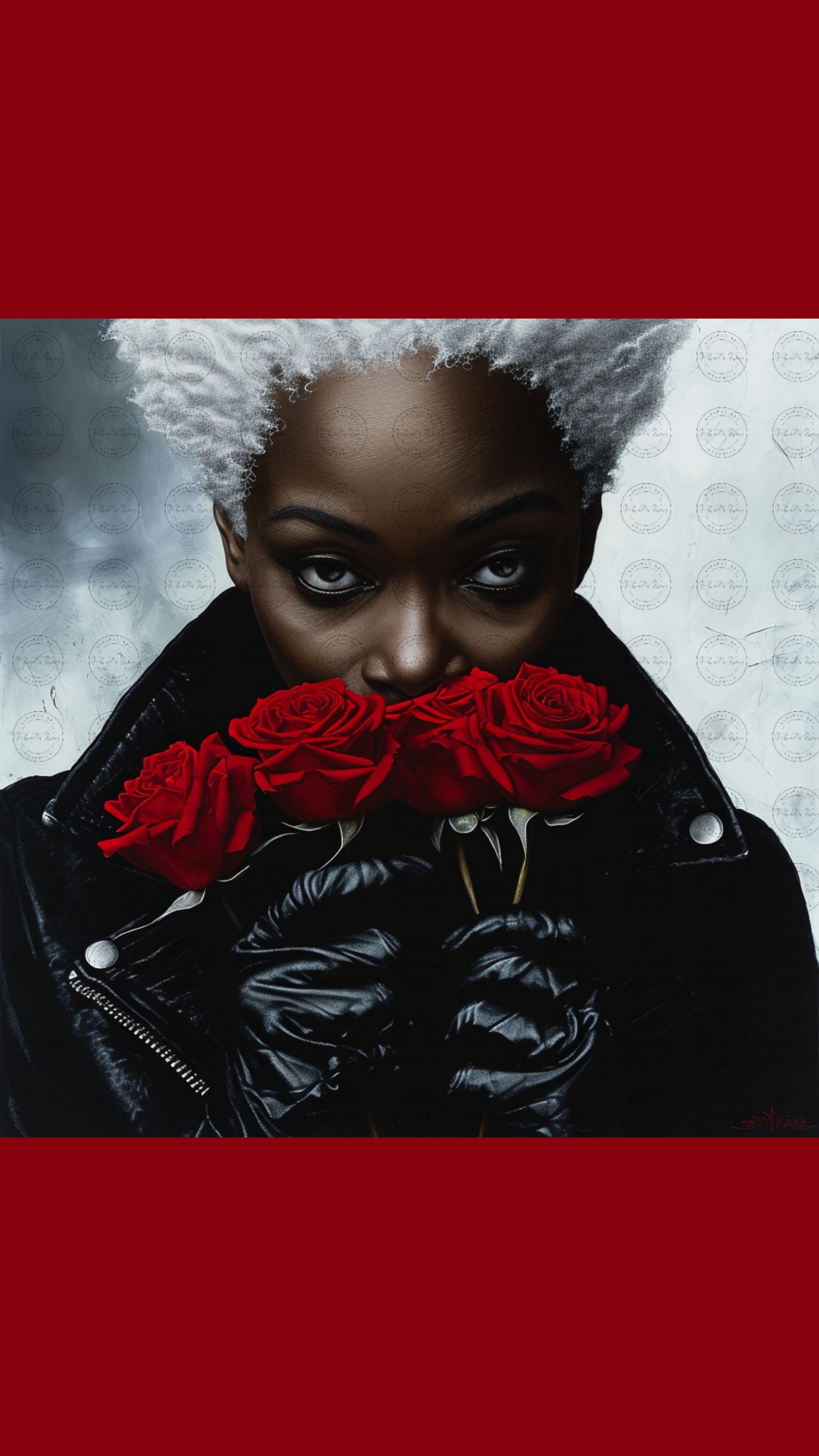Black Girl Art – Female Digital Prints - Velvet's View – Crimson Mystique: A Monochromatic Romance