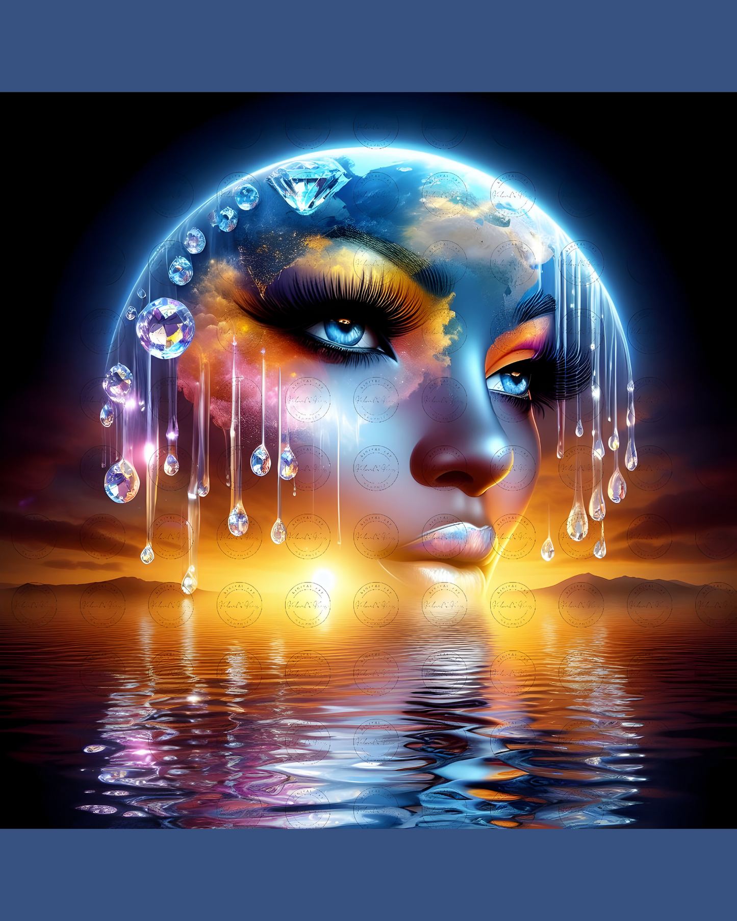 Black Girl Art – Female Digital Prints - Velvet's View – Cosmic Reflections - Visions of Earth and Spirit