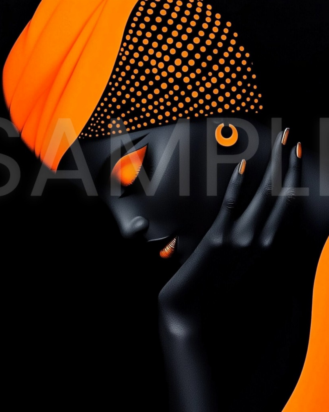 Sable Radiance: Noir & Neon Digital Art Collection – African American Black Woman Wall Art Prints - 485147
