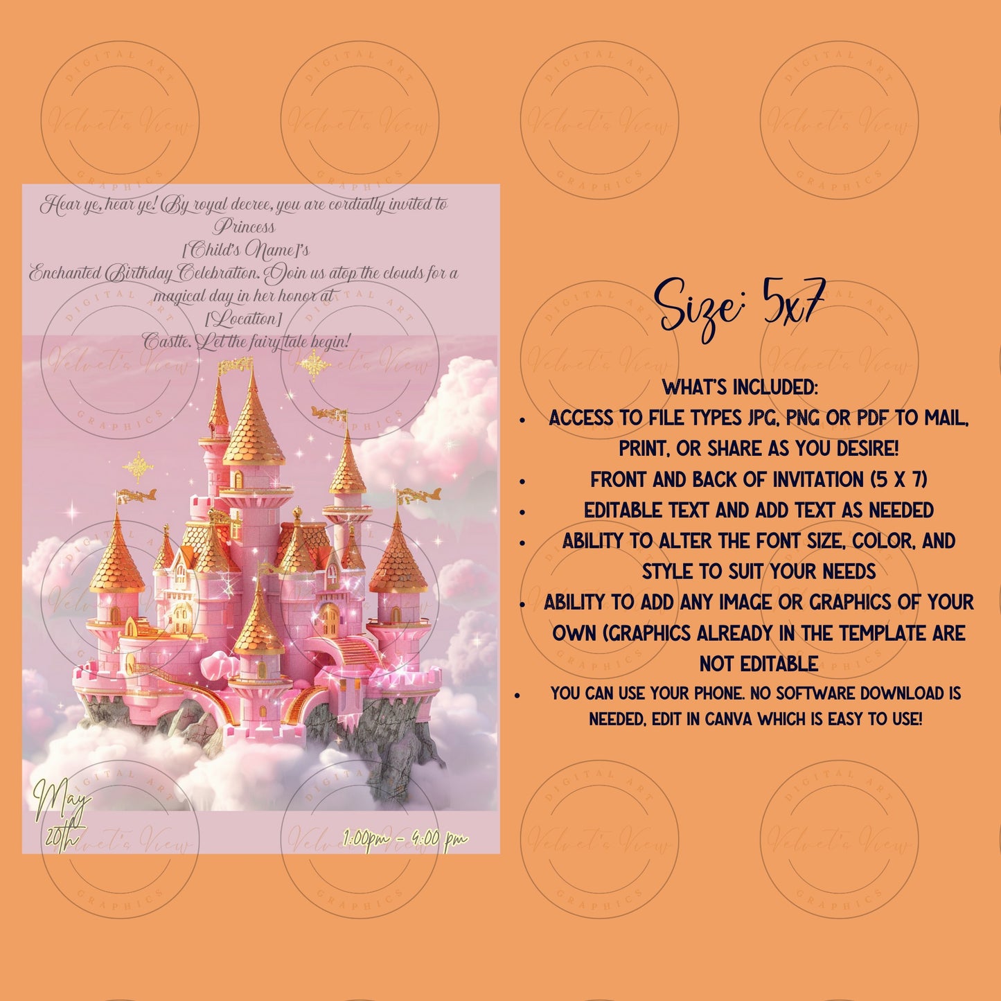 Printable Editable Girl Invite Template | Music Birthday Party | Princess's Castle Birthday #2011