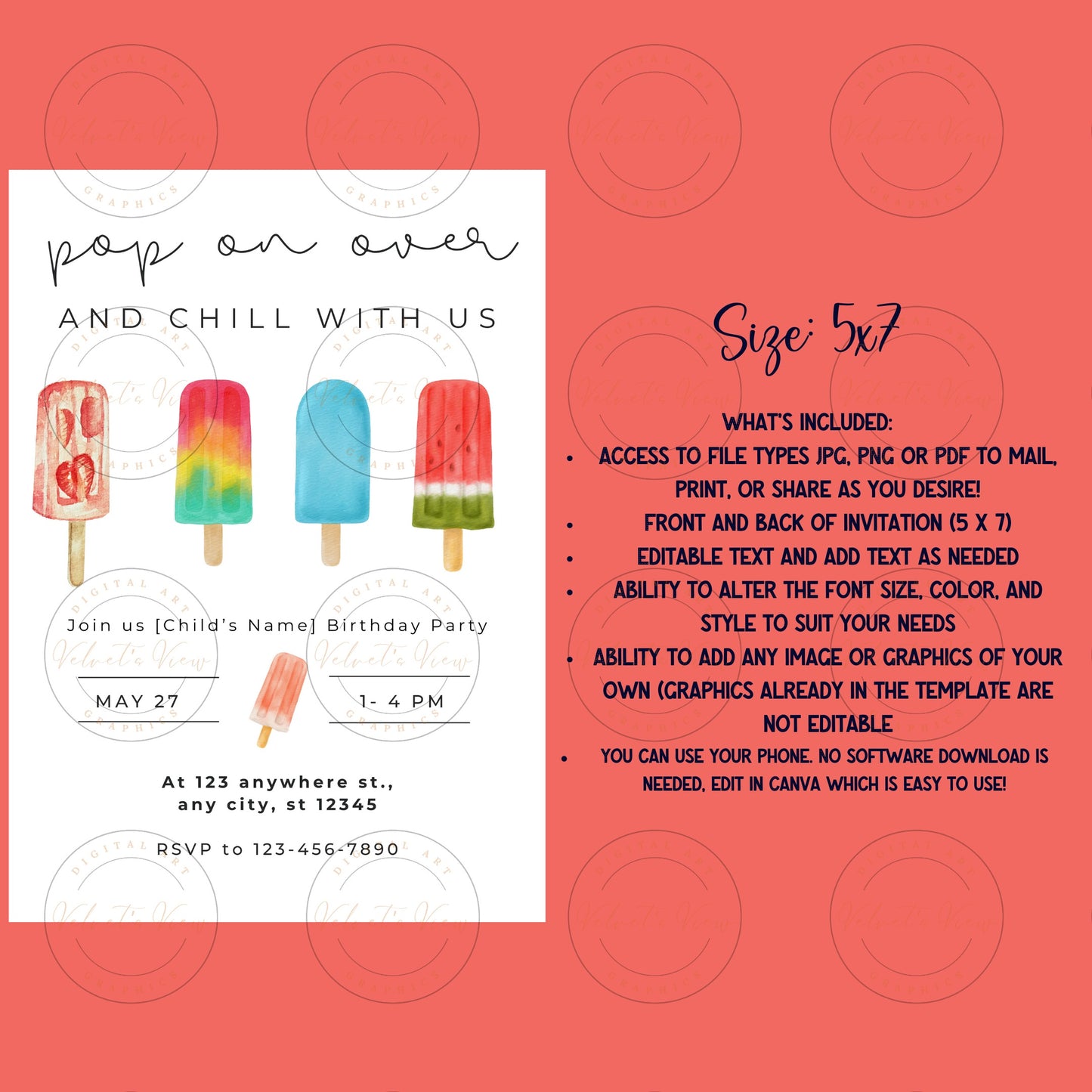 Printable Editable Girl Invite Template | Girl Birthday Party | Pop on Over - Birthday #2011