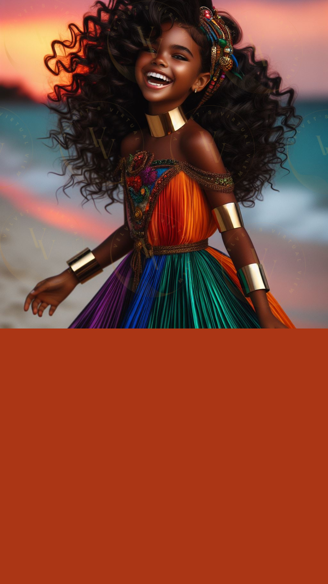 Black Girl Art - Kids Digital Art - Sunset Serenade - Velvets View's Radiant Collection 403