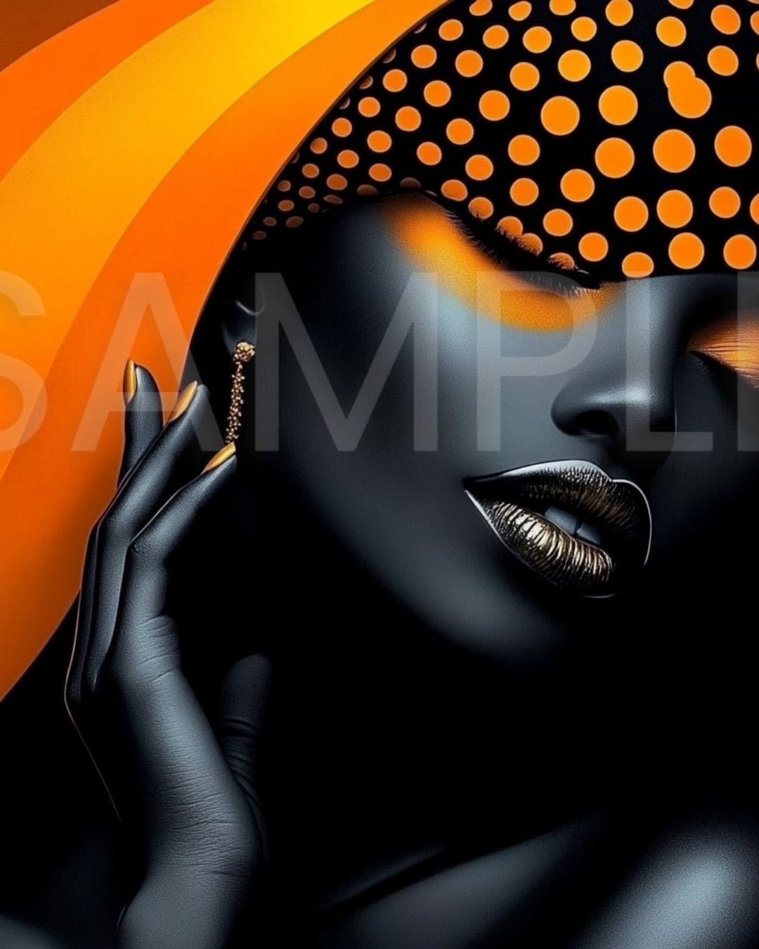 Sable Radiance: Noir & Neon Digital Art Collection – African American Black Woman Wall Art Prints - 421447