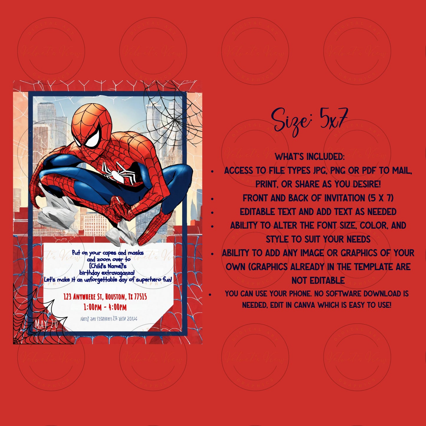 Printable Editable Invite Template |Spidey Birthday Party |Tiny Heroes: Customizable Super Birthday Invitation|Party Invitation #2012