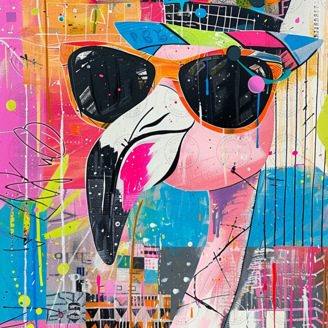 Black Girl Art - Velvet's View Digital Art - Funky Flamingos 525