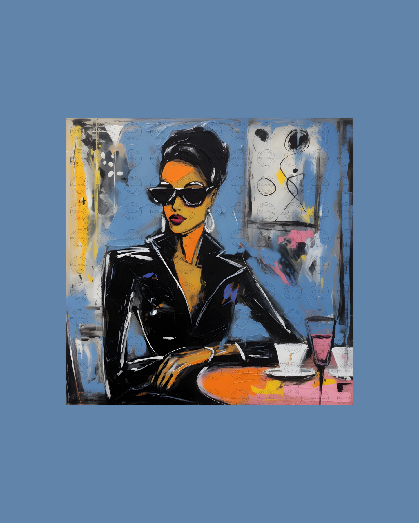 Black Girl Art – Female Digital Prints - Velvet's View – Café Chic: A Moment in Monochrome