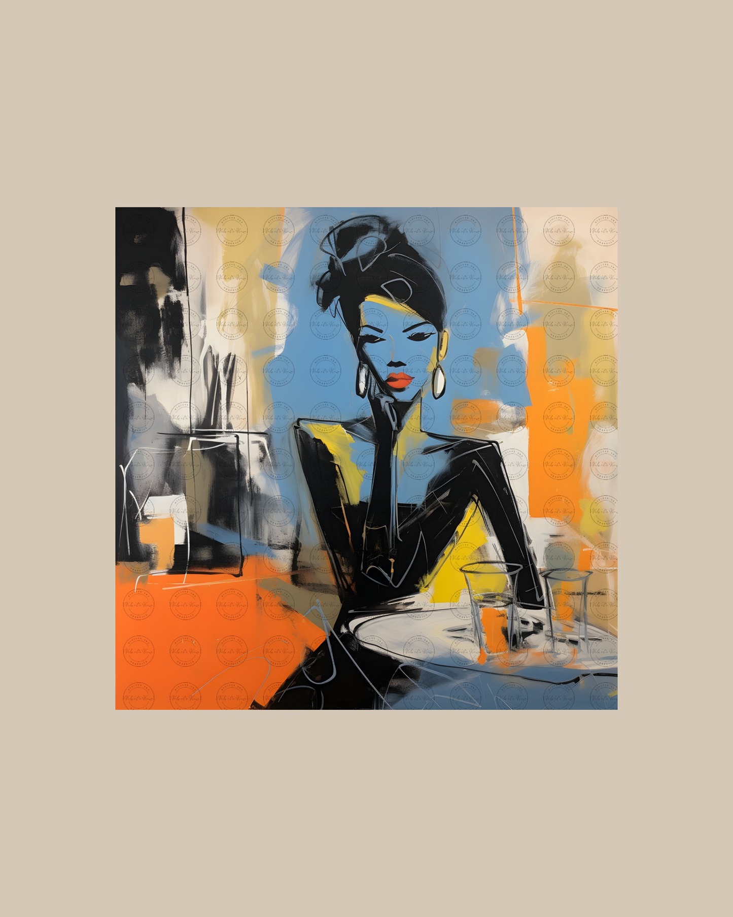 Black Girl Art – Female Digital Prints - Velvet's View – Café Chic: A Moment in Monochrome