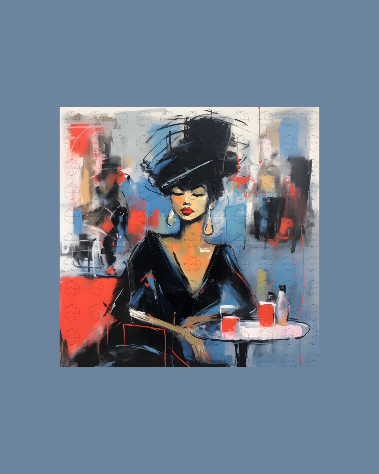 Black Girl Art – Female Digital Prints - Velvet's View – Café Chic: A Moment in Monochrome