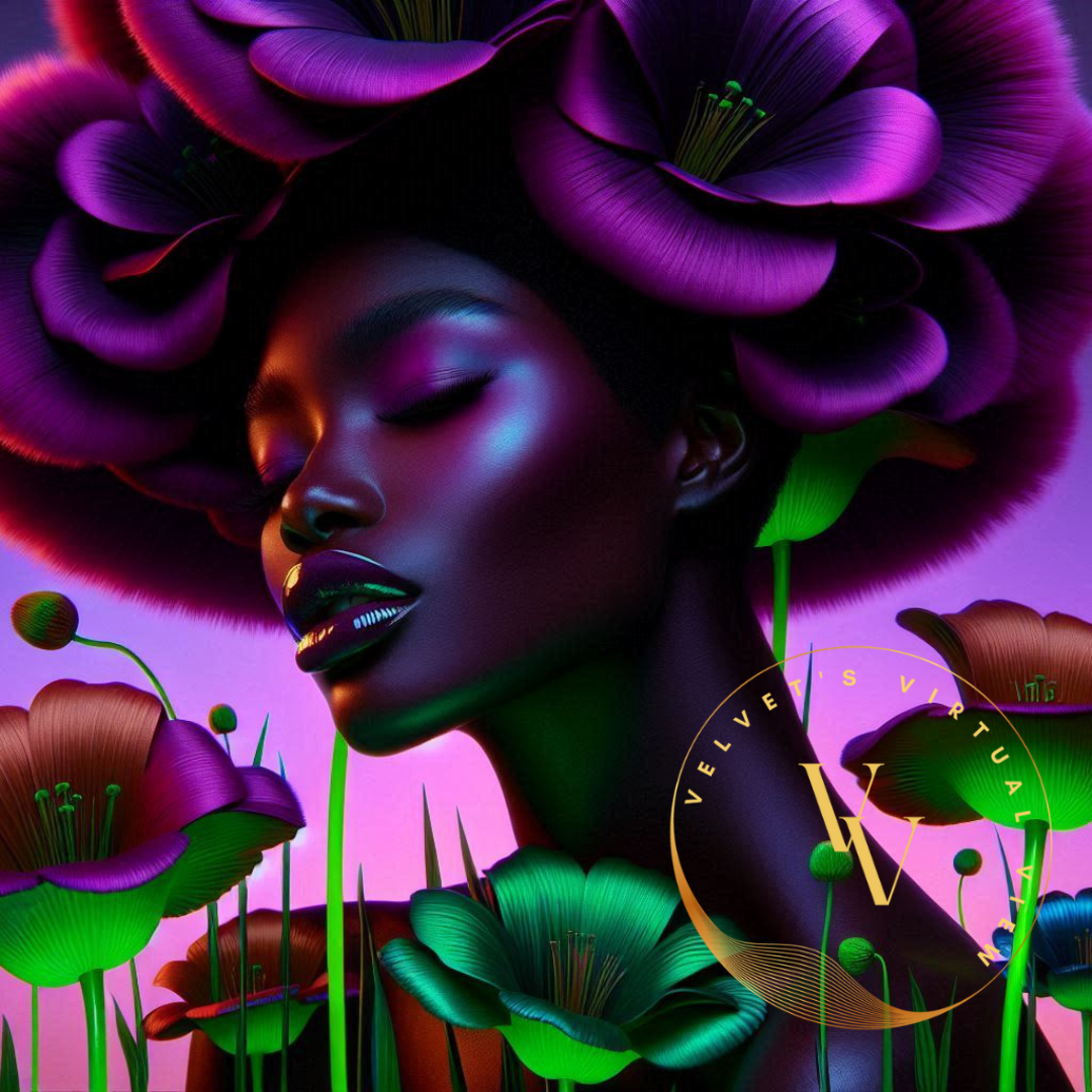 Black Girl Art – Female Digital Prints - Velvet's View – Floral Reverie