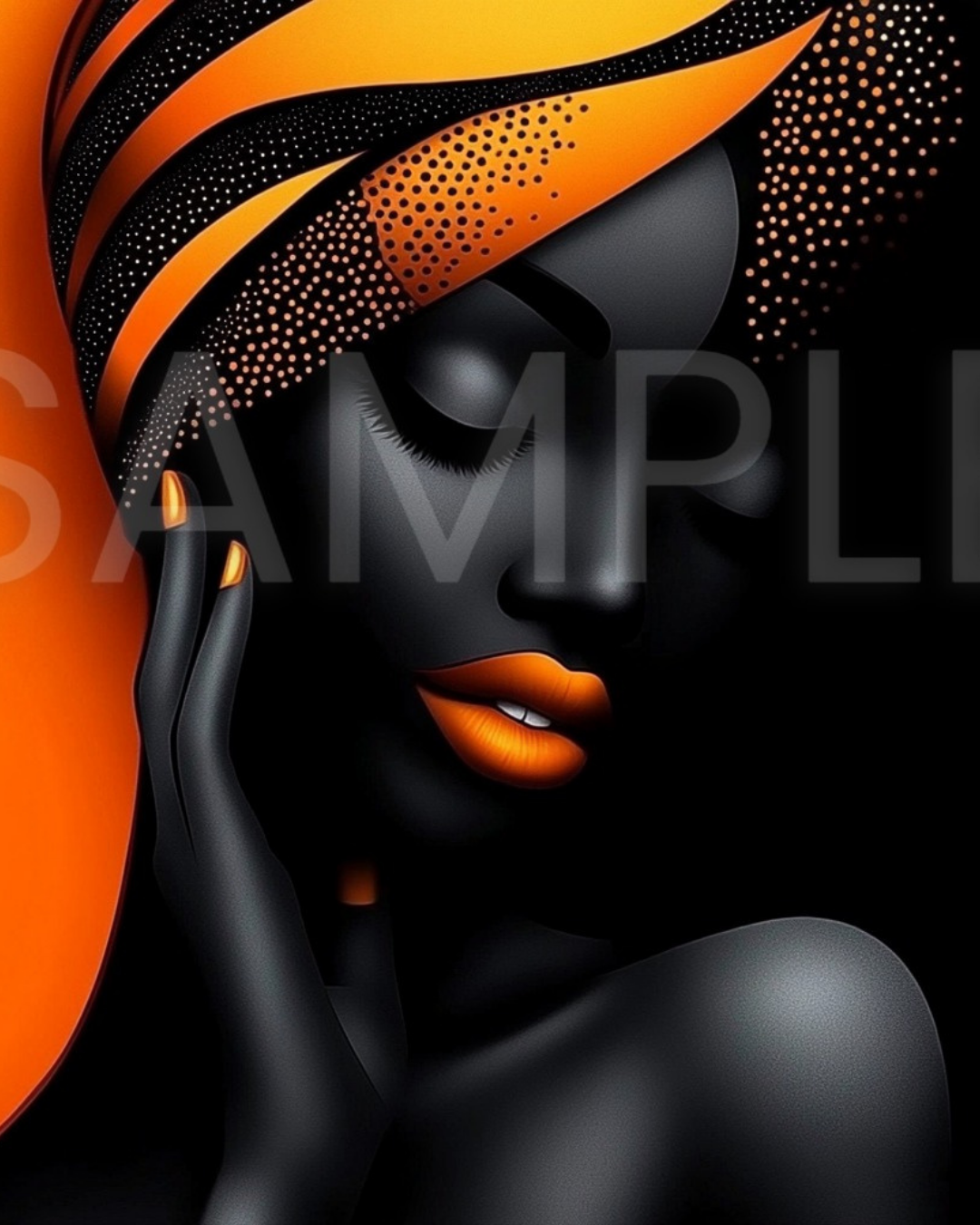 Sable Radiance: Noir & Neon Digital Art Collection – African American Black Woman Wall Art Prints - 425647