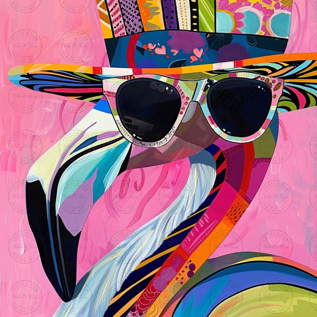 Black Girl Art - Velvet's View Digital Art - Funky Flamingos 524