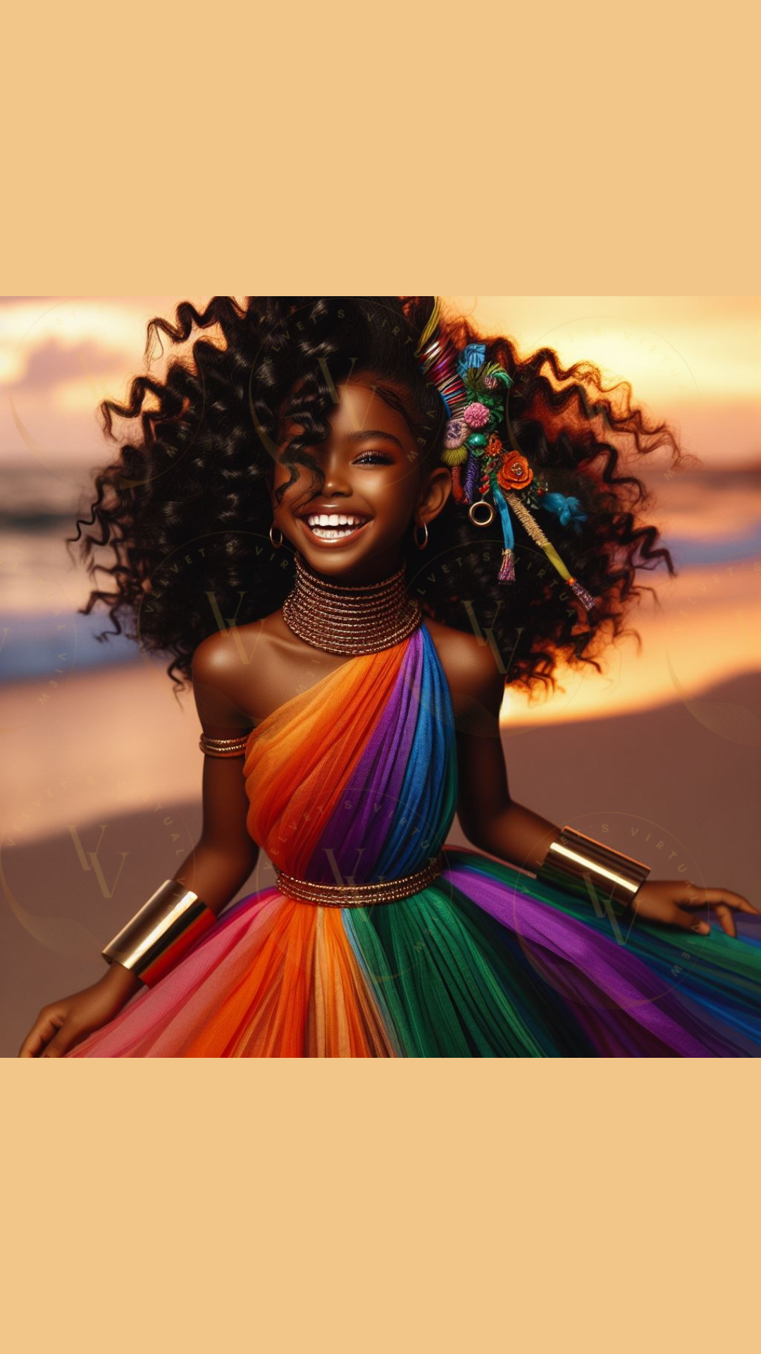 Black Girl Art - Kids Digital Art - Sunset Serenade - Velvets View's Radiant Collection 404