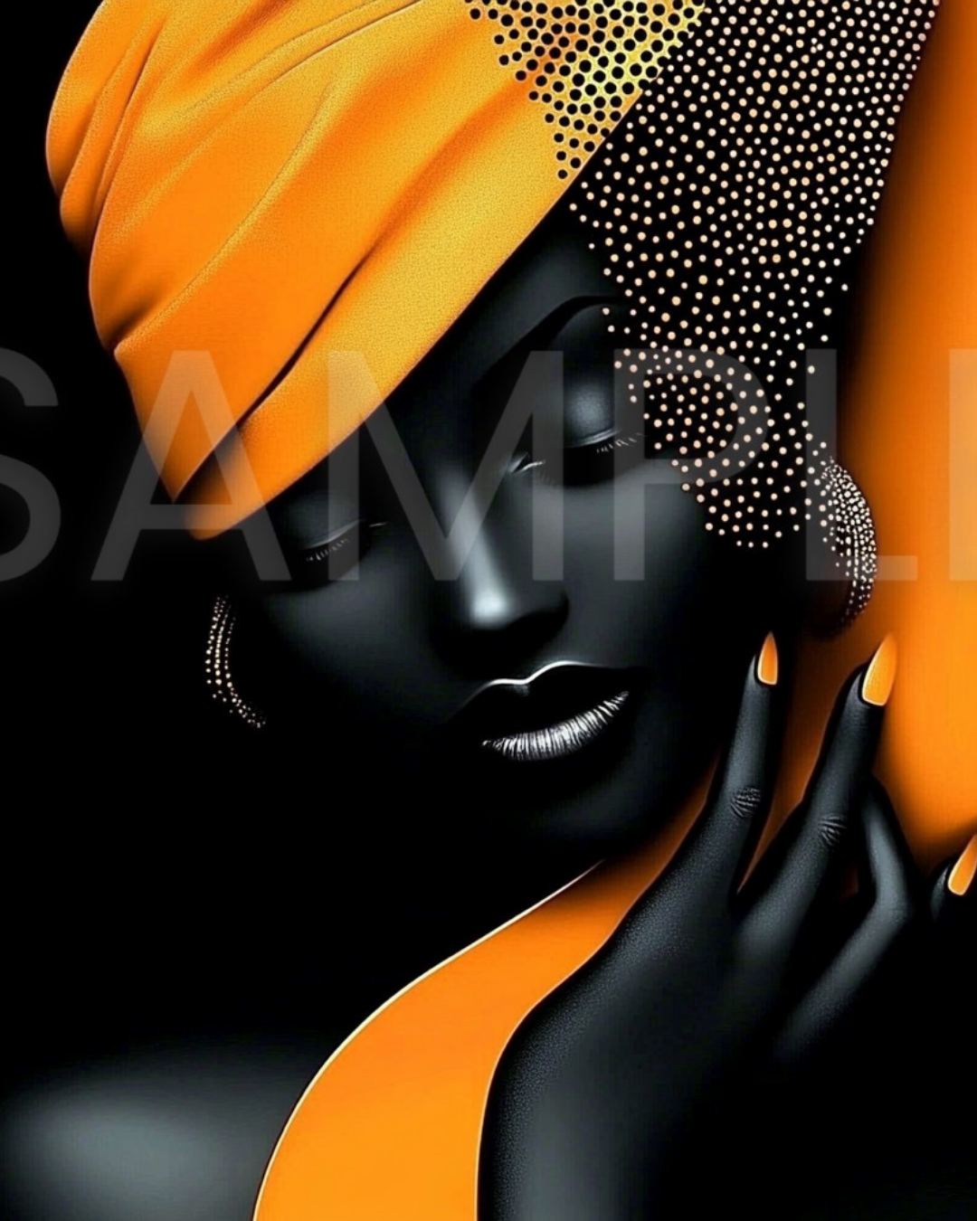 Sable Radiance: Noir & Neon Digital Art Collection – African American Black Woman Wall Art Prints - 425132