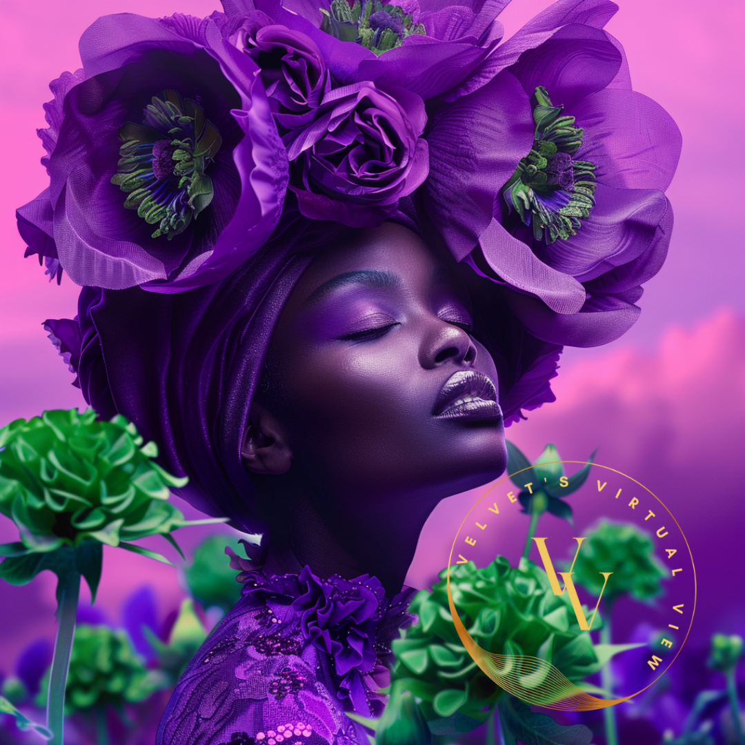Black Girl Art – Female Digital Prints - Velvet's View – Floral Reverie