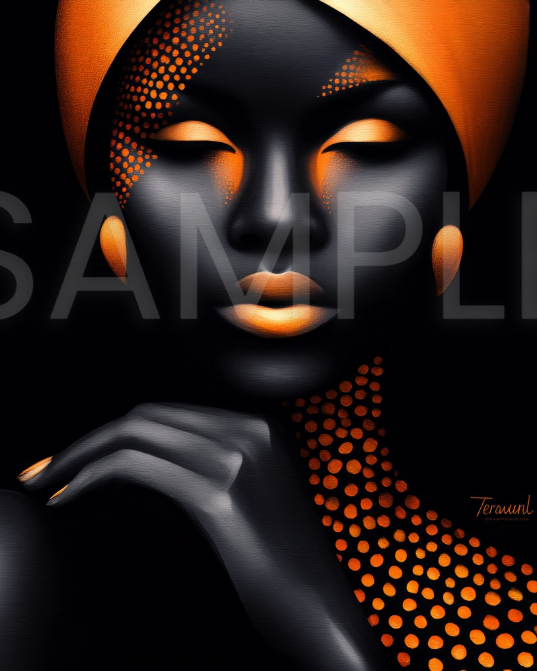 Sable Radiance: Noir & Neon Digital Art Collection – African American Black Woman Wall Art Prints - 428541