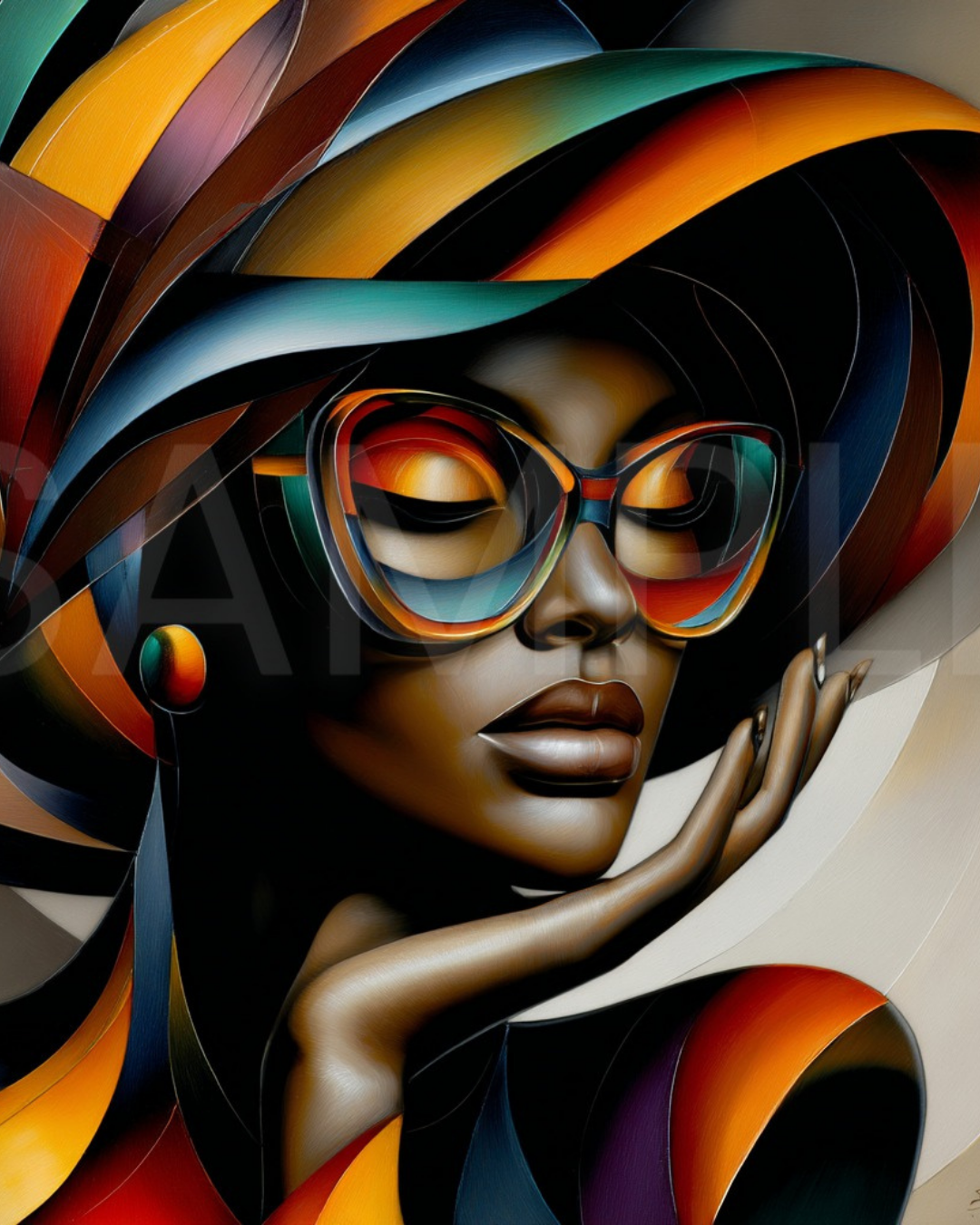 Sunlit Sirens: Bold Black Beauty in Abstract Shades by Velvet’s View - 2315691