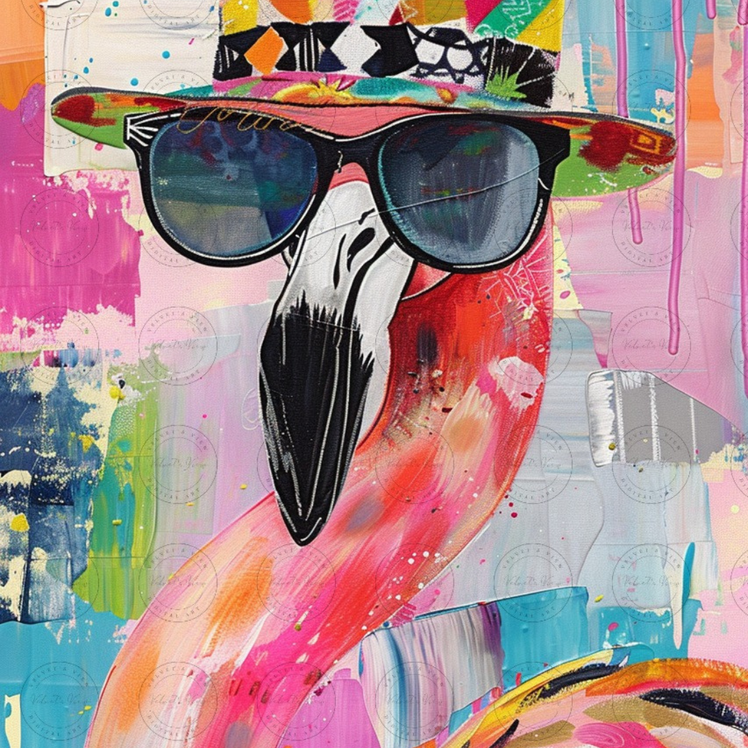 Black Girl Art - Velvet's View Digital Art - Funky Flamingos 521