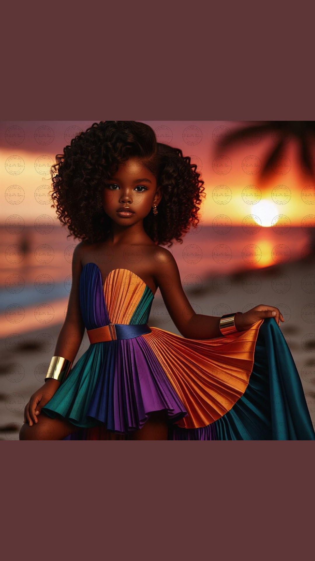 Black Girl Art - Kids Digital Art - Sunset Serenade - Velvets View's Radiant Collection 407