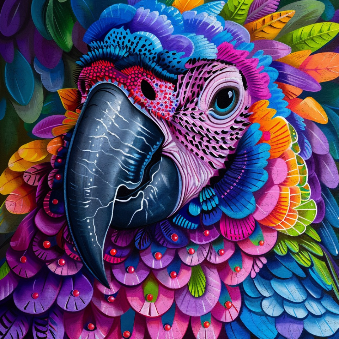 Black Girl Art – Animal Digital Prints - Velvet's View – Vibrant Parrot Paradise: Neon Feathered Beauties