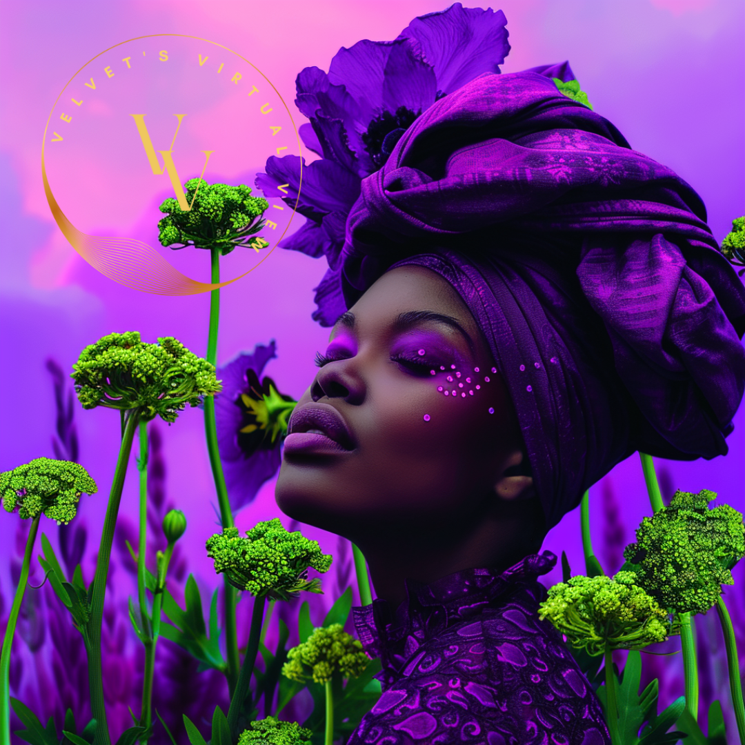 Black Girl Art – Female Digital Prints - Velvet's View – Floral Reverie