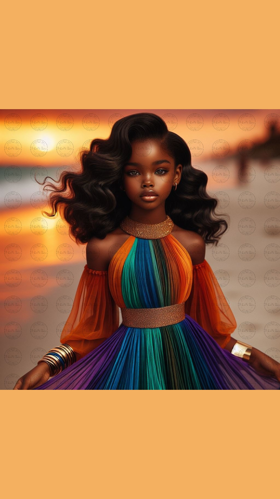 Black Girl Art - Kids Digital Art - Sunset Serenade - Velvets View's Radiant Collection 408