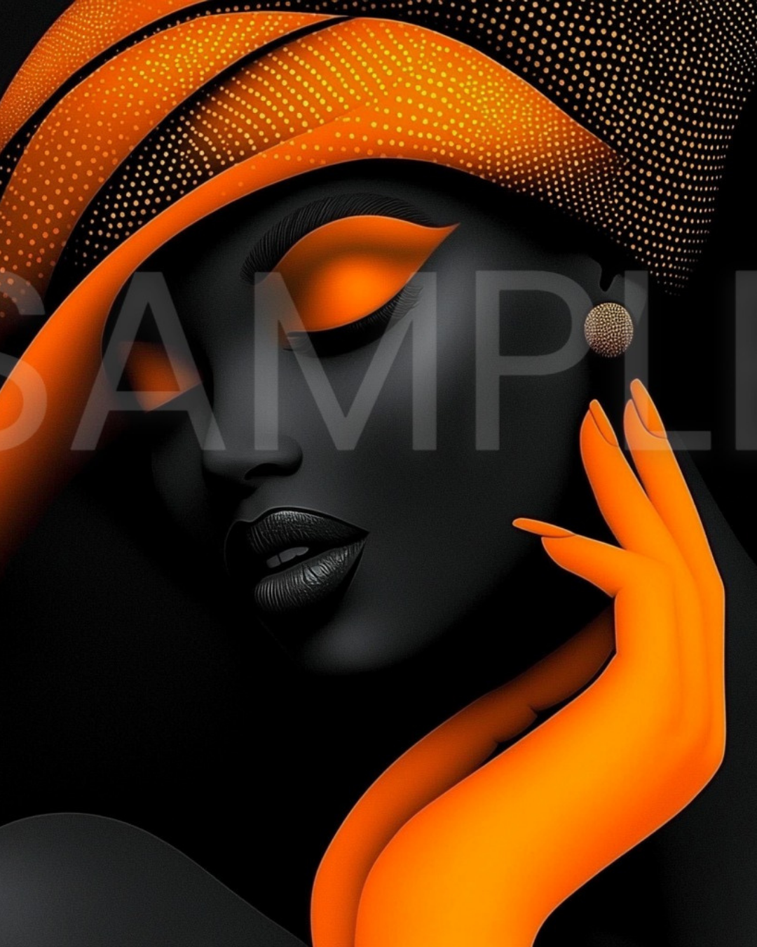 Sable Radiance: Noir & Neon Digital Art Collection – African American Black Woman Wall Art Prints - 425325