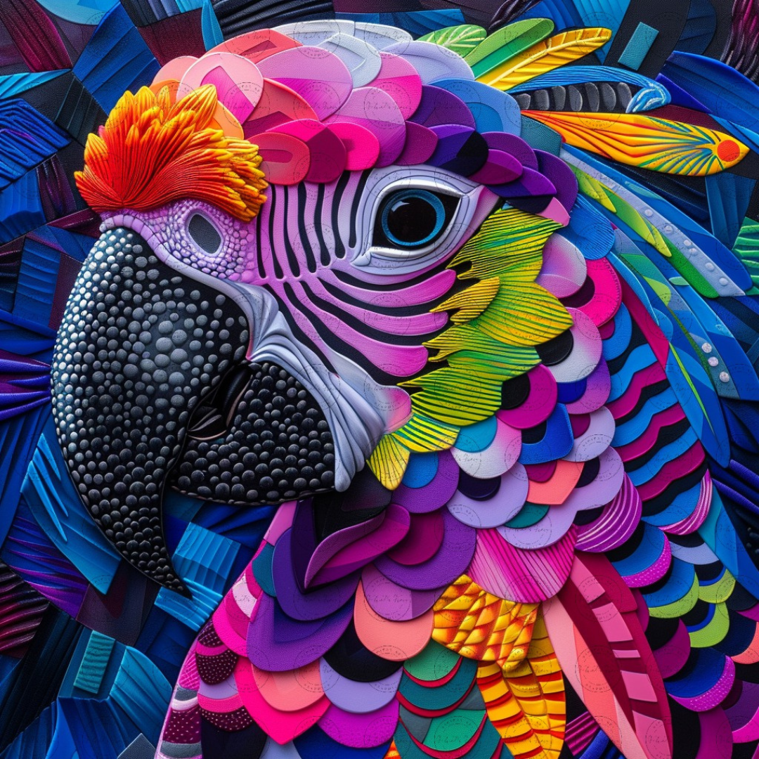 Black Girl Art – Animal Digital Prints - Velvet's View – Vibrant Parrot Paradise: Neon Feathered Beauties