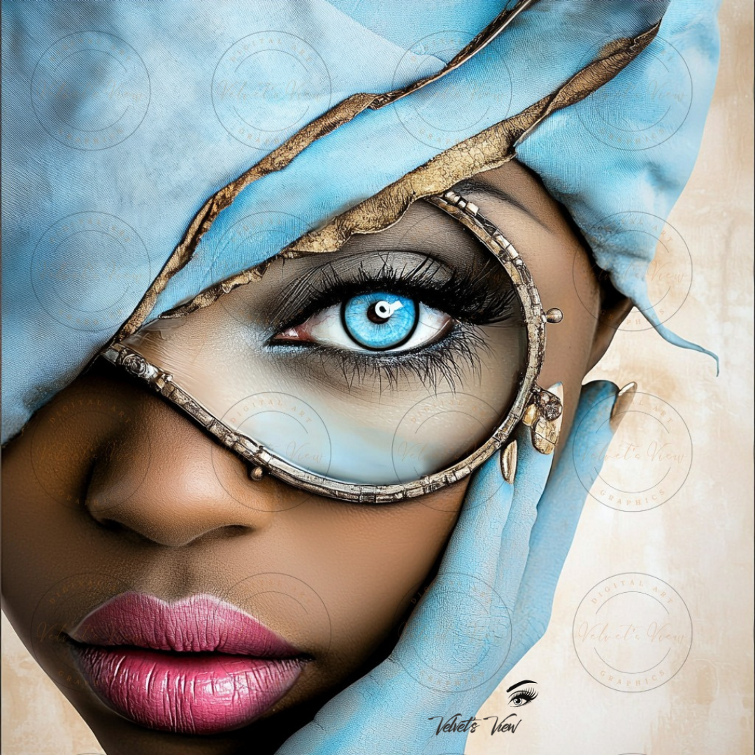 Black Girl Art - Velvets View - Reflections in Blue: The Modern Muse 314