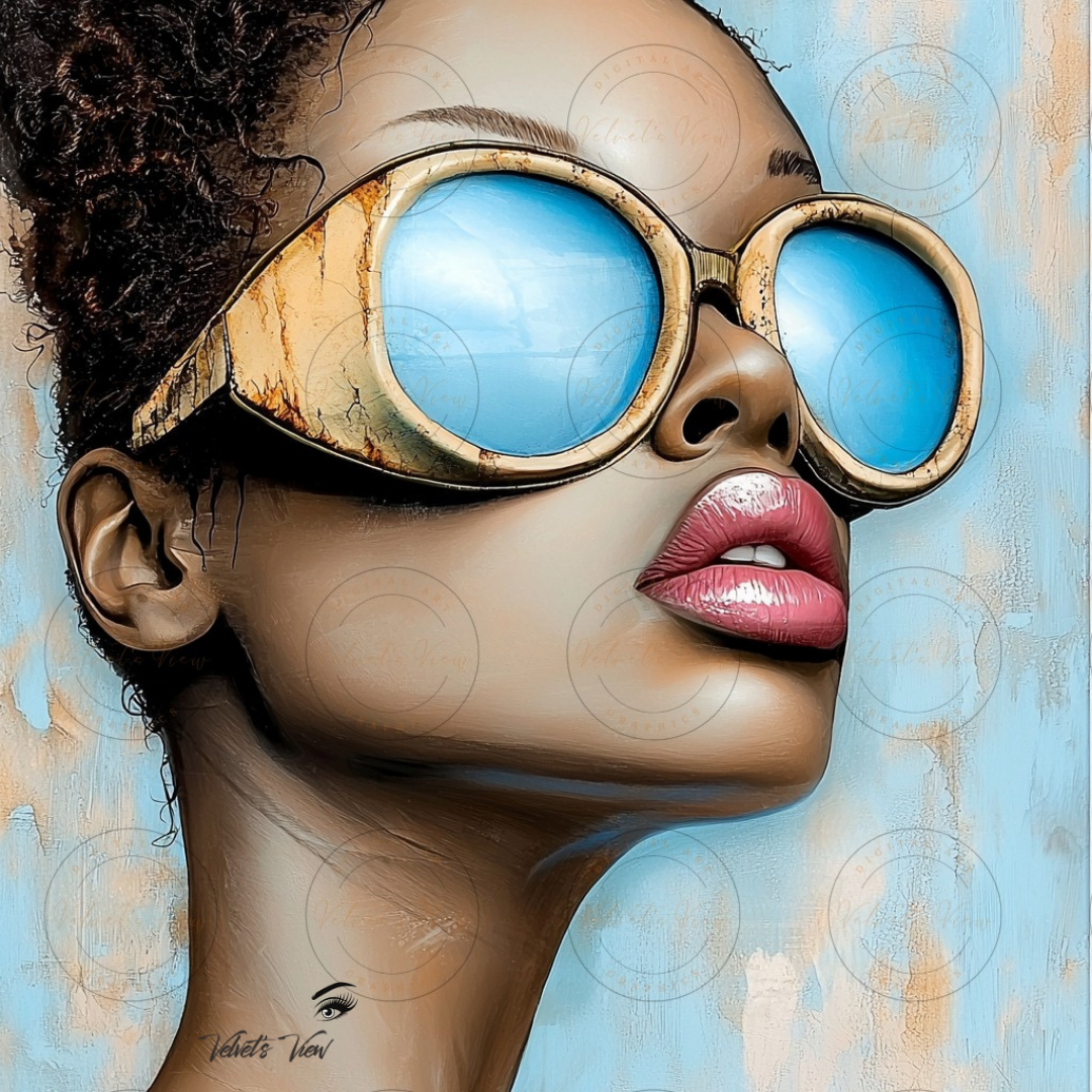 Black Girl Art - Velvets View - Reflections in Blue: The Modern Muse 313
