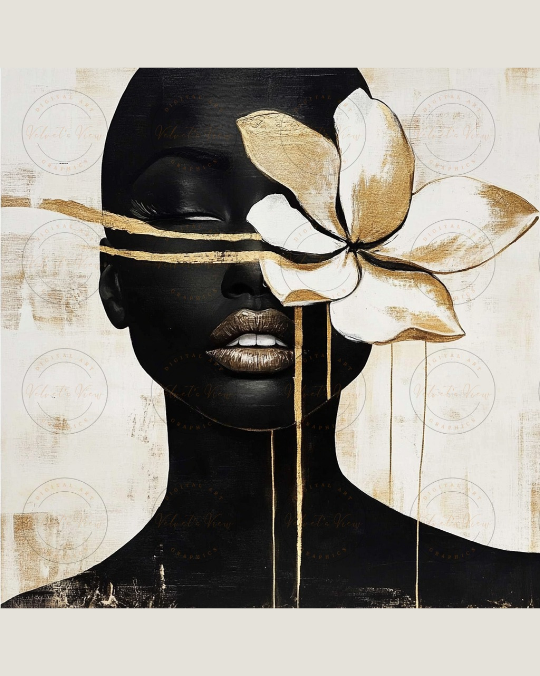 Black Girl Art - Velvets View - Golden Whispers: A Radiance Reimagined 405
