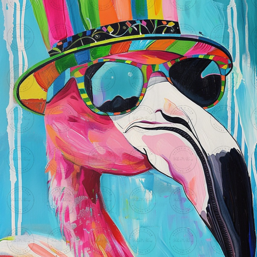 Black Girl Art - Velvet's View Digital Art - Funky Flamingos 519