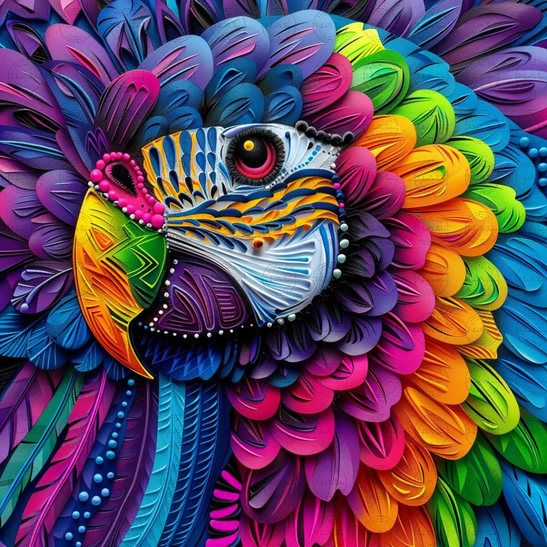 Black Girl Art – Animal Digital Prints - Velvet's View – Vibrant Parrot Paradise: Neon Feathered Beauties