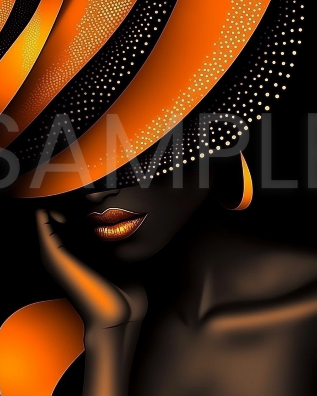 Sable Radiance: Noir & Neon Digital Art Collection – African American Black Woman Wall Art Prints - 456850