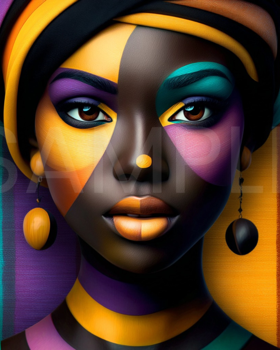 Afro Modern Majesty: Bold Digital Portraits of African Women in Geometric Color Patterns – Velvet’s View Exclusive - hfb852314