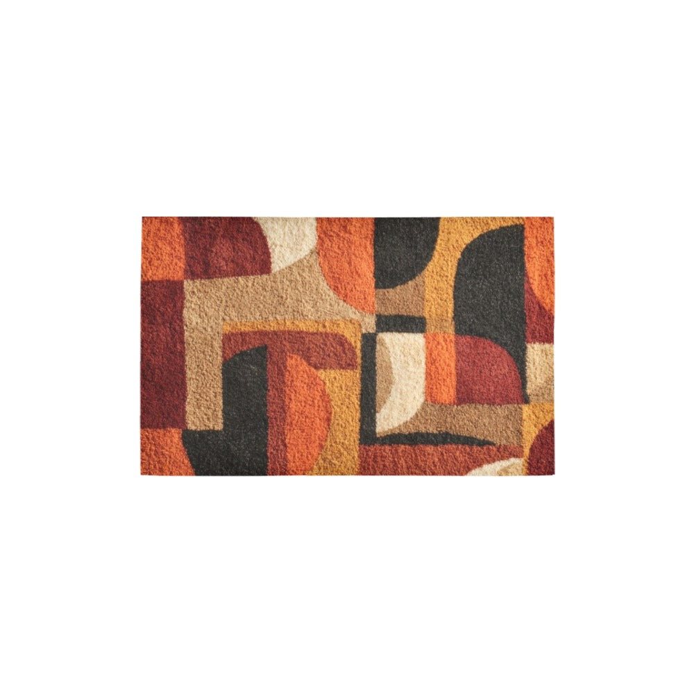 Modern Geometric Bathroom Set | Gold & Red Abstract Shower Curtain | Bold Afro-Inspired Bath Decor - Shower Curtain 72"x84" - J239959